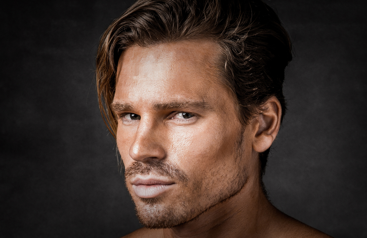 Man with chiseled face